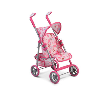 Carrito de muñecas con respaldo ajustable Flores 9351 - Kokolindo