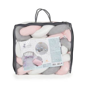 Protector para cuna Braidy rosa - Kokolindo