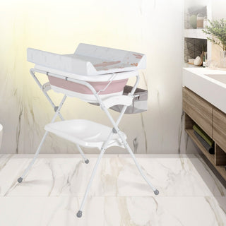 +Baby foldable bathtub with stand and changing table pink - Kokolindo