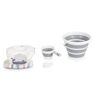 Set de baño con bañera plegable Balena gris - Kokolindo